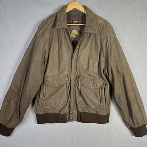 VINTAGE Wilson Adventure Bound Bomber Leather Jacket Men XL Brown 3M Thinsulate